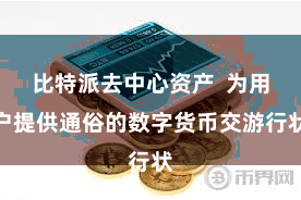 比特派去中心资产 为用户提供通俗的数字货币交游行状